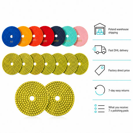 4 Inch 7 Step Wet Resin Diamond Polishing Pads for Granite Marble Stone