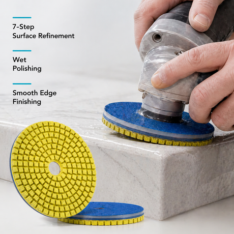 4 Inch 7 Step Wet Resin Diamond Polishing Pads for Granite Marble Stone