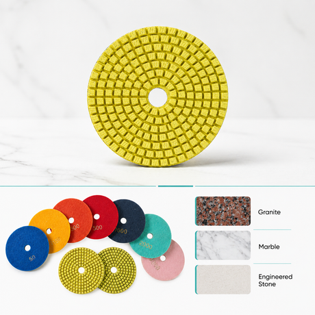 4 Inch 7 Step Wet Resin Diamond Polishing Pads for Granite Marble Stone