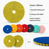 4 Inch 7 Step Wet Resin Diamond Polishing Pads for Granite Marble Stone
