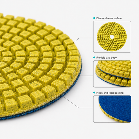 4 Inch 7 Step Wet Resin Diamond Polishing Pads for Granite Marble Stone
