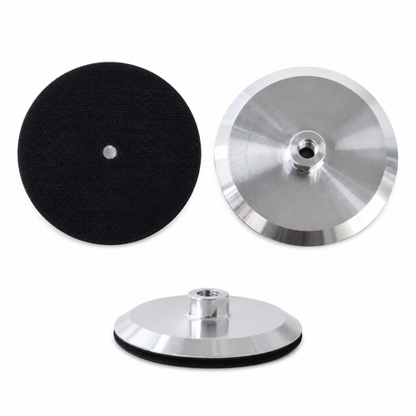 Front side and profile views of aluminum backer pad