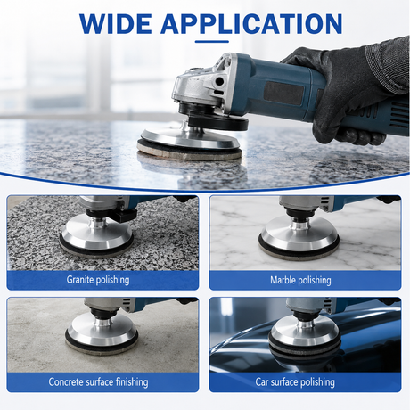 Aluminum backer pad shown in polishing applications