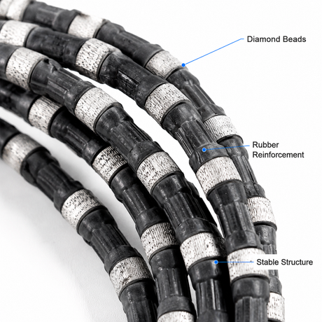 11.5mm Diamond Wire Saw Rope for Granite Quarrying, Stone Dressing & Concrete Block Cutting