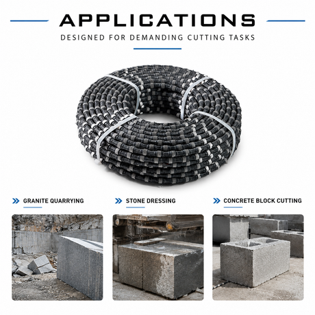11.5mm Diamond Wire Saw Rope for Granite Quarrying, Stone Dressing & Concrete Block Cutting