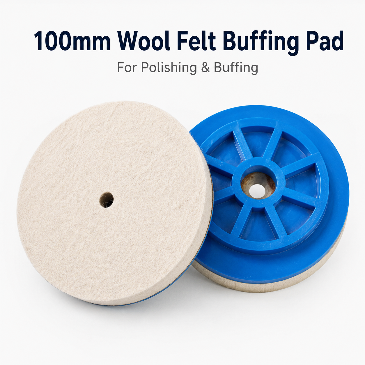 100mm Wool Felt Buffing Pad with ABS Snail Lock Backing for Marble, Glass, Metal & Stainless Steel Polishing