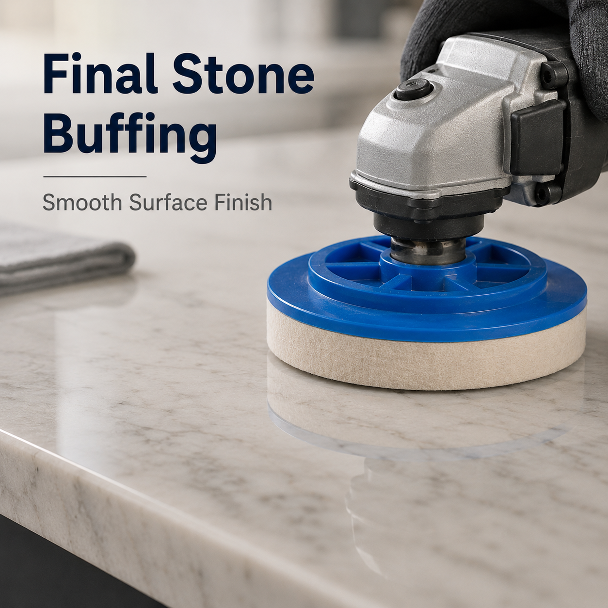 100mm Wool Felt Buffing Pad with ABS Snail Lock Backing for Marble, Glass, Metal & Stainless Steel Polishing
