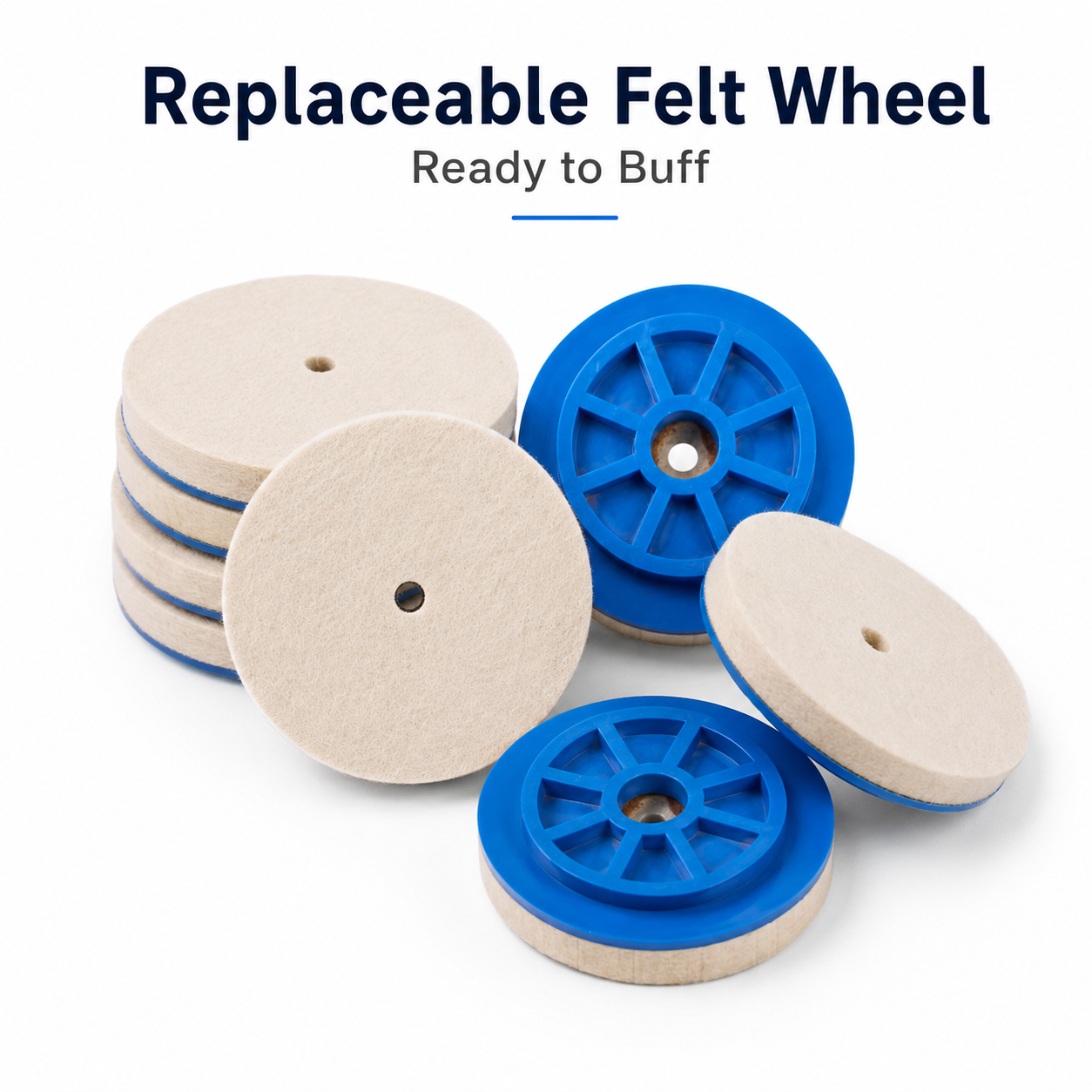 100mm Wool Felt Buffing Pad with ABS Snail Lock Backing for Marble, Glass, Metal & Stainless Steel Polishing