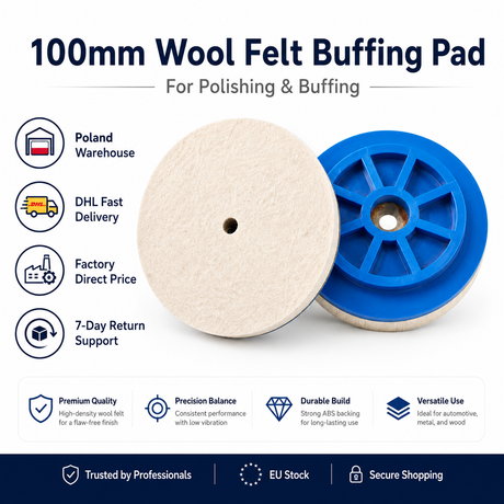 100mm Wool Felt Buffing Pad with ABS Snail Lock Backing for Marble, Glass, Metal & Stainless Steel Polishing