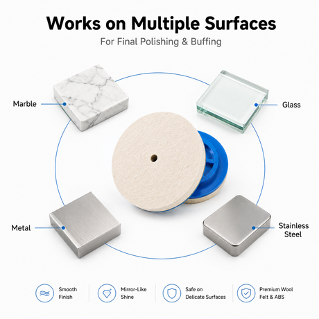 100mm Wool Felt Buffing Pad with ABS Snail Lock Backing for Marble, Glass, Metal & Stainless Steel Polishing