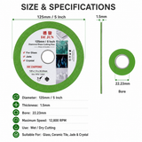 125mm Diamond Glass Cutting Disc for Glass, Ceramic Tile, Jade & Crystal – 22.23mm Bore