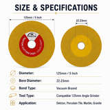 125mm Vacuum Brazed Diamond Cutting Disc for Dekton, Porcelain Tile, Marble & Granite