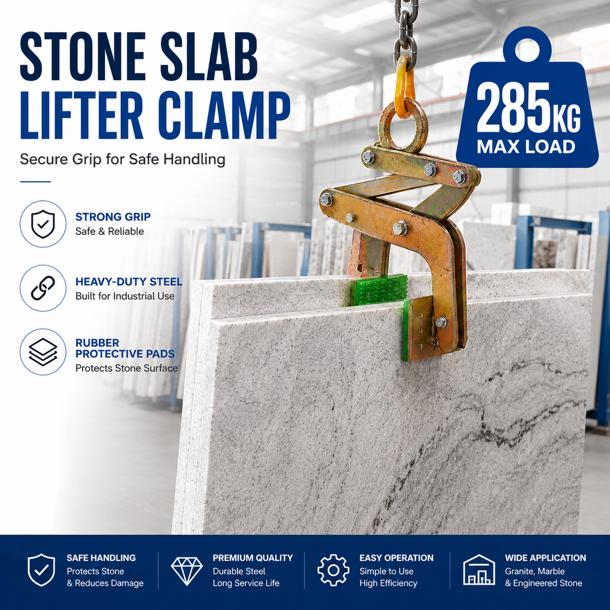 A Shaped Granite Slab Lifting Clamp, Scissor Lifter Clamp, Stone Carry Clamps Slab Lifter for Marble, Granite, Concrete Slabs