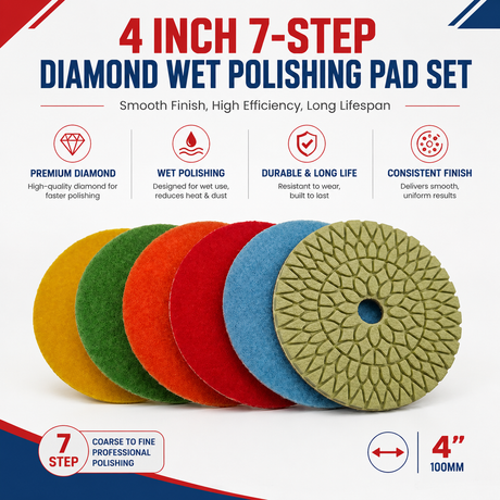 4 inch seven-step diamond wet polishing pad set overview
