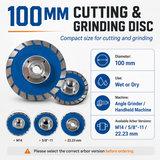 100mm Diamond Cutting & Grinding Disc for Stone & Tile