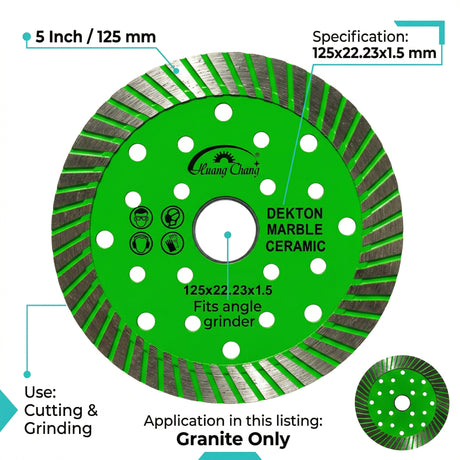 Huang Chang 5" Green Diamond Blade for Granite