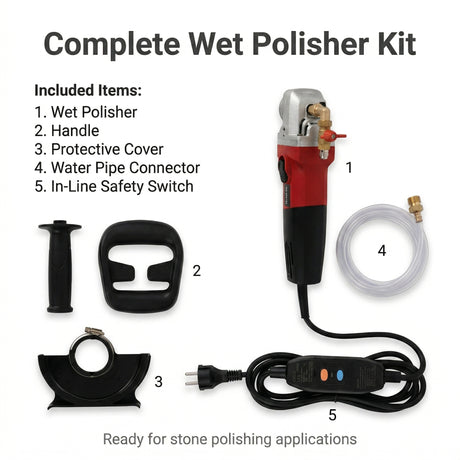 1200W 220V Wet Polisher with 6 Variable Speeds, M14, 100mm Backing Plate for Stone Surface Finishing