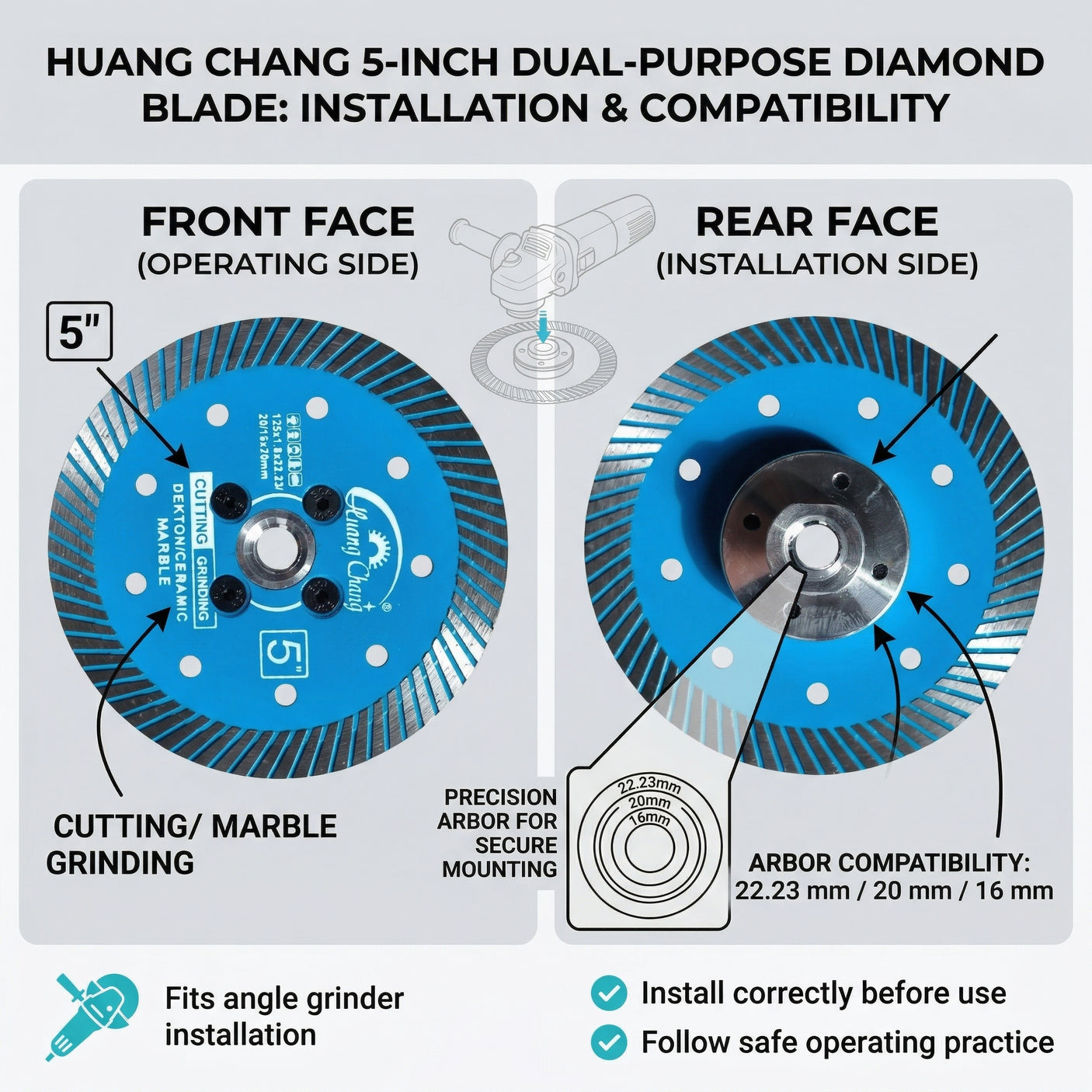 Huang Chang Blau 5" Diamantblatt zum Schneiden und Schleifen von Granit