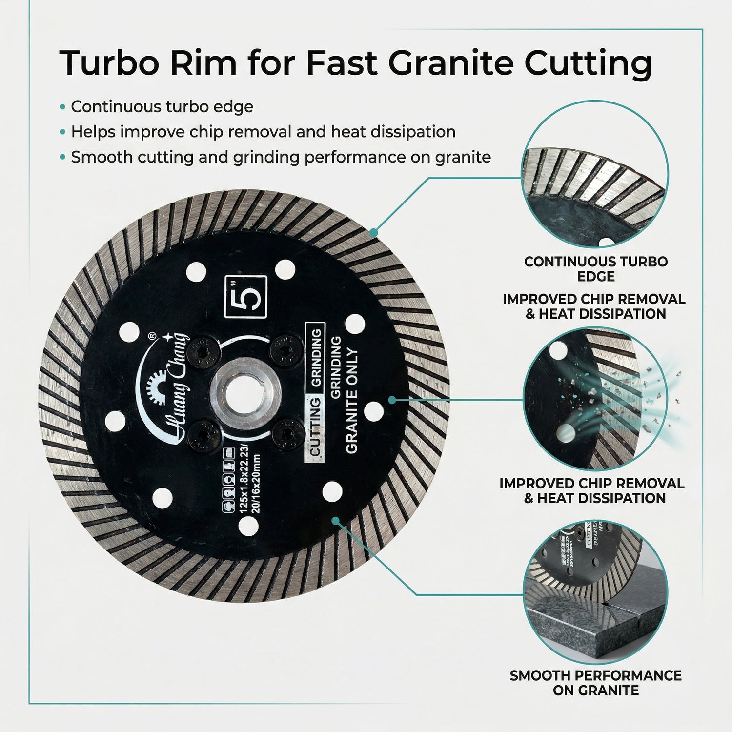 5" 125mm Turbo Diamond Blade for Granite
