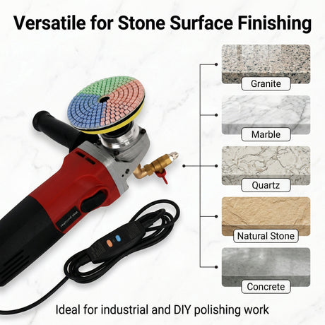 1200W 220V Wet Polisher with 6 Variable Speeds, M14, 100mm Backing Plate for Stone Surface Finishing