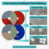 Wet Diamond Polishing Pads for Granite, Marble and Quartz, 50-3000 Grit