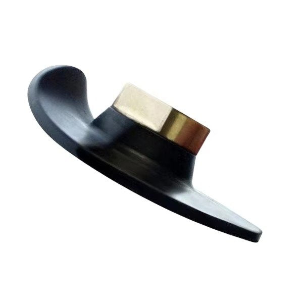 Side view of 100mm soft rubber polishing pad holder with metal mounting hub