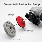 correct M14 backer pad setup for angle grinder and polishing pad