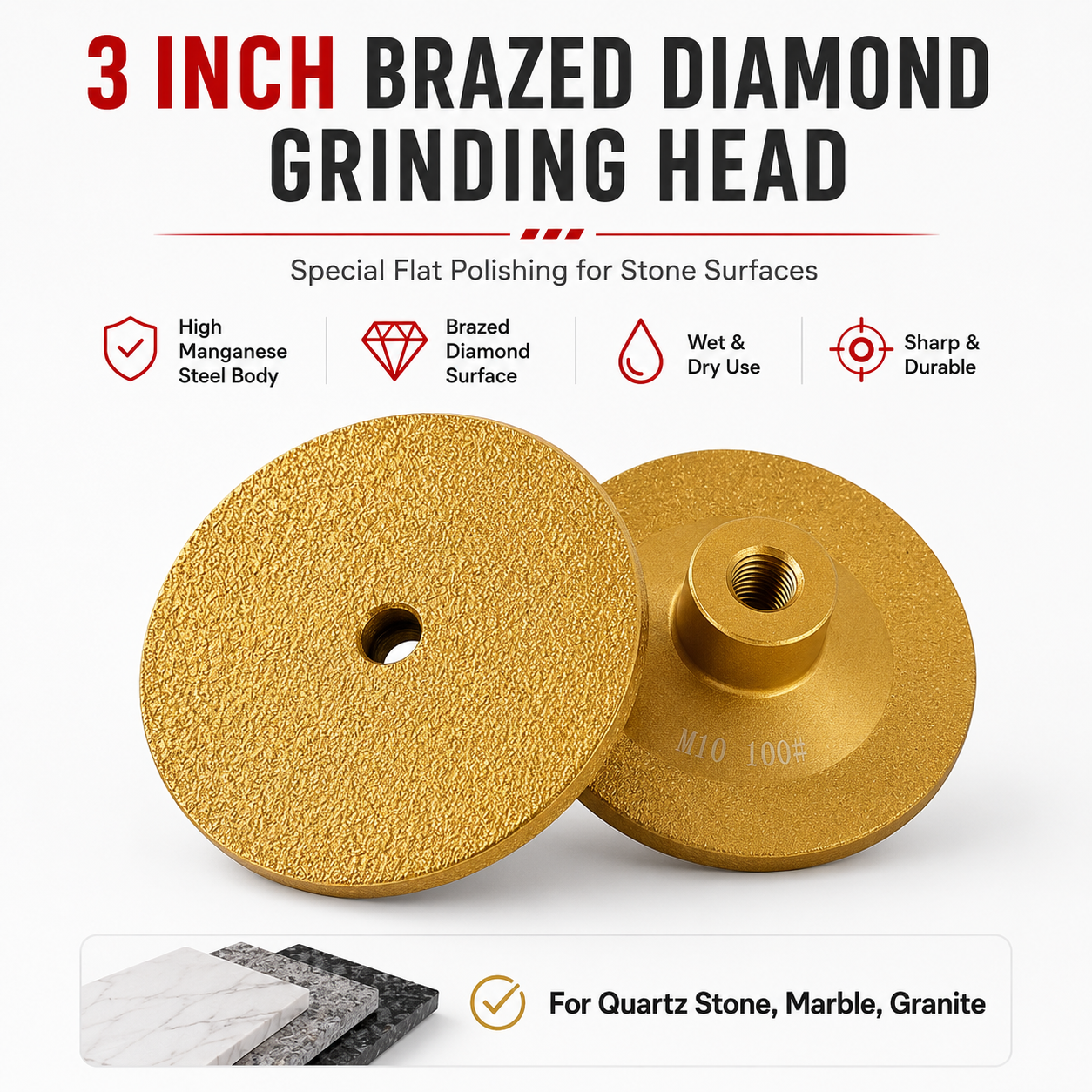 3 inch brazed diamond grinding head core selling points