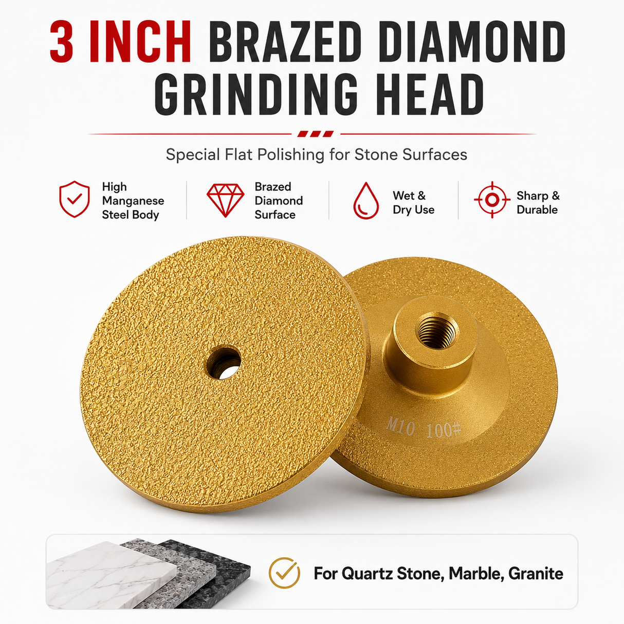 3 inch brazed diamond grinding head core selling points