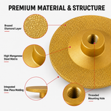 Brazed diamond grinding head material and structure