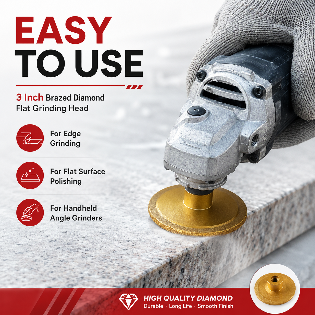 Brazed diamond flat grinding head angle grinder use
