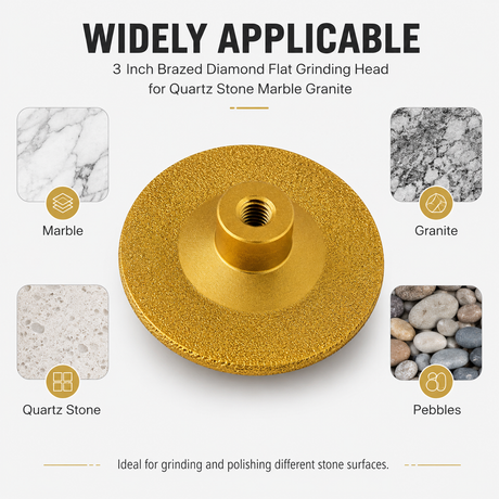 Brazed diamond grinding head applicable materials