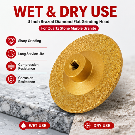 Brazed diamond grinding head wet and dry use