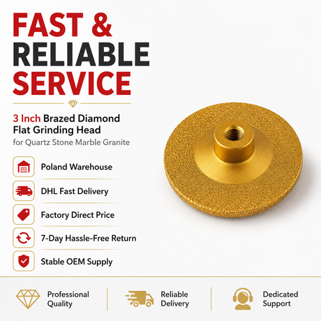 Brazed diamond grinding head service and delivery support