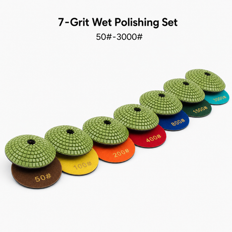 convex diamond polishing pad set for wet stone polishing