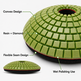 convex bowl polishing pad surface and seam detail