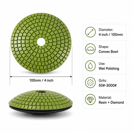 4 inch 100mm convex diamond polishing pad specification