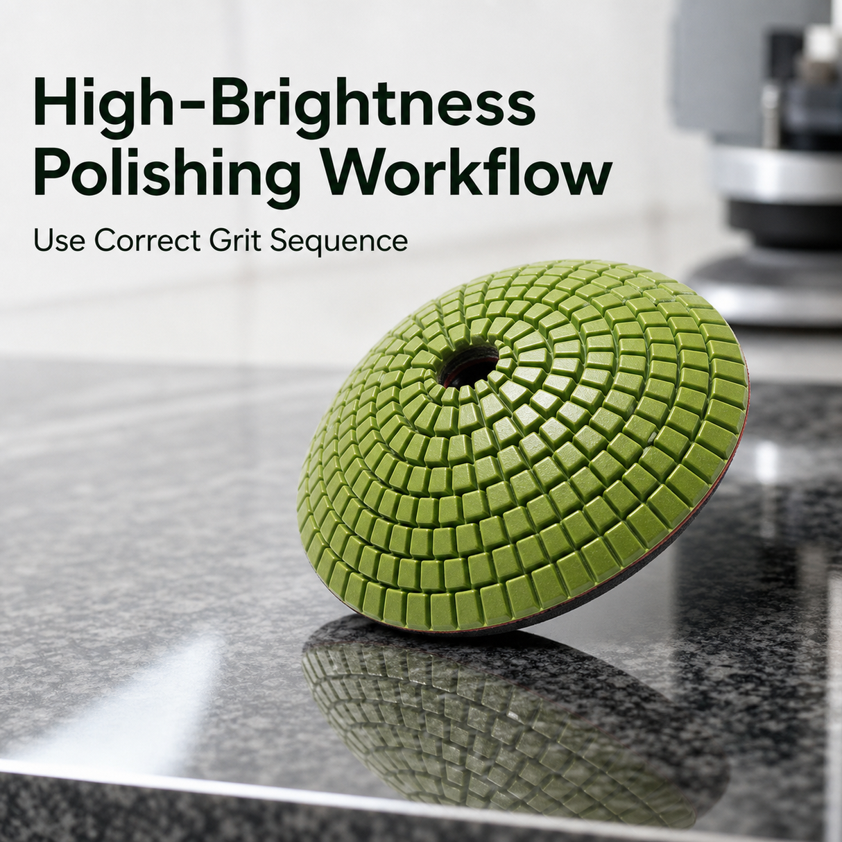 convex polishing pad for high brightness stone polishing workflow