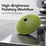 convex polishing pad for high brightness stone polishing workflow