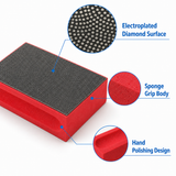 Electroplated diamond surface and sponge grip detail