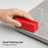 Manual edge smoothing with rectangular diamond hand polishing block