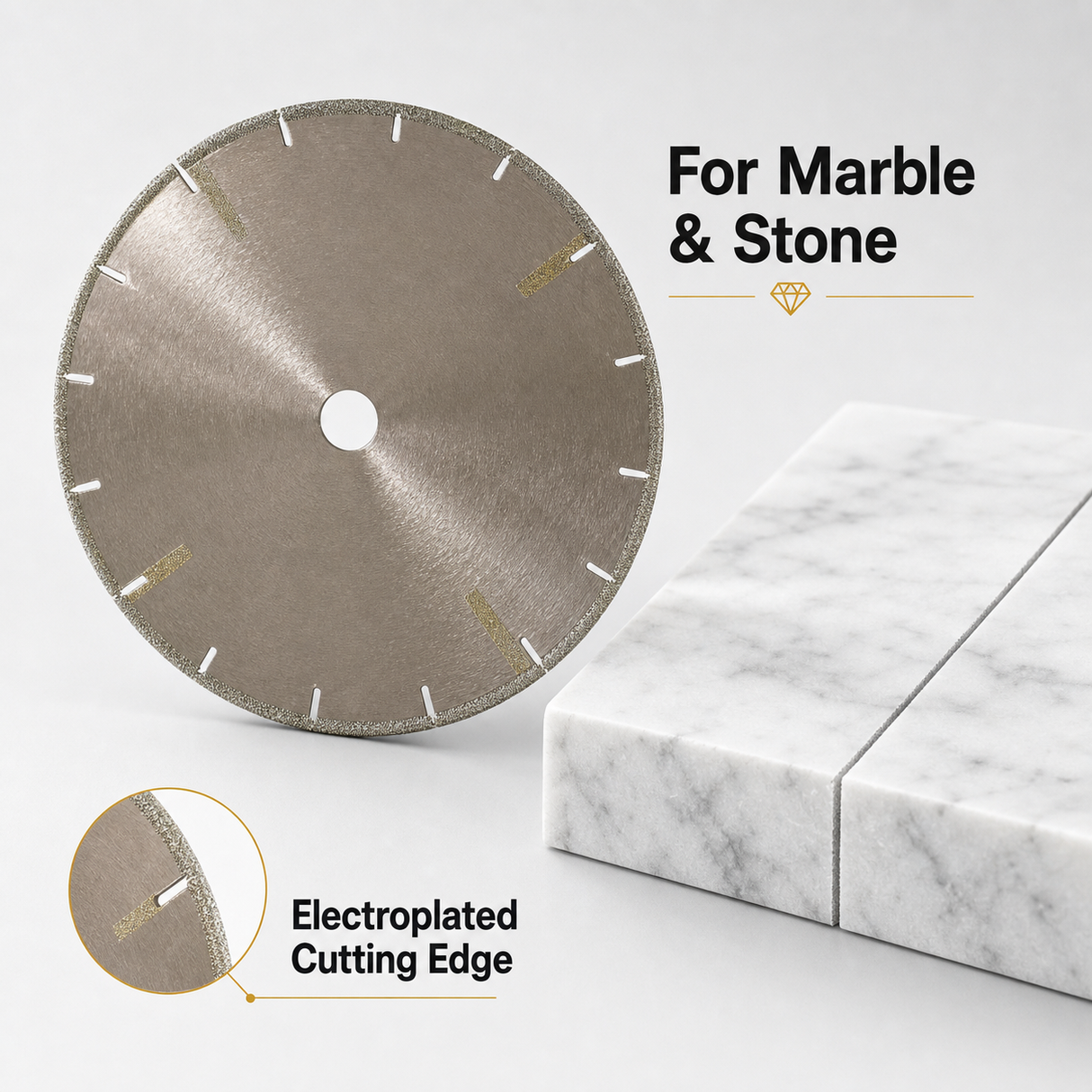 Electroplated diamond saw blade for marble and stone