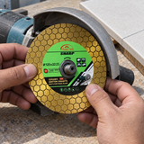 Illustrative stopped preparation with 125 mm disc, guarded grinder and tile