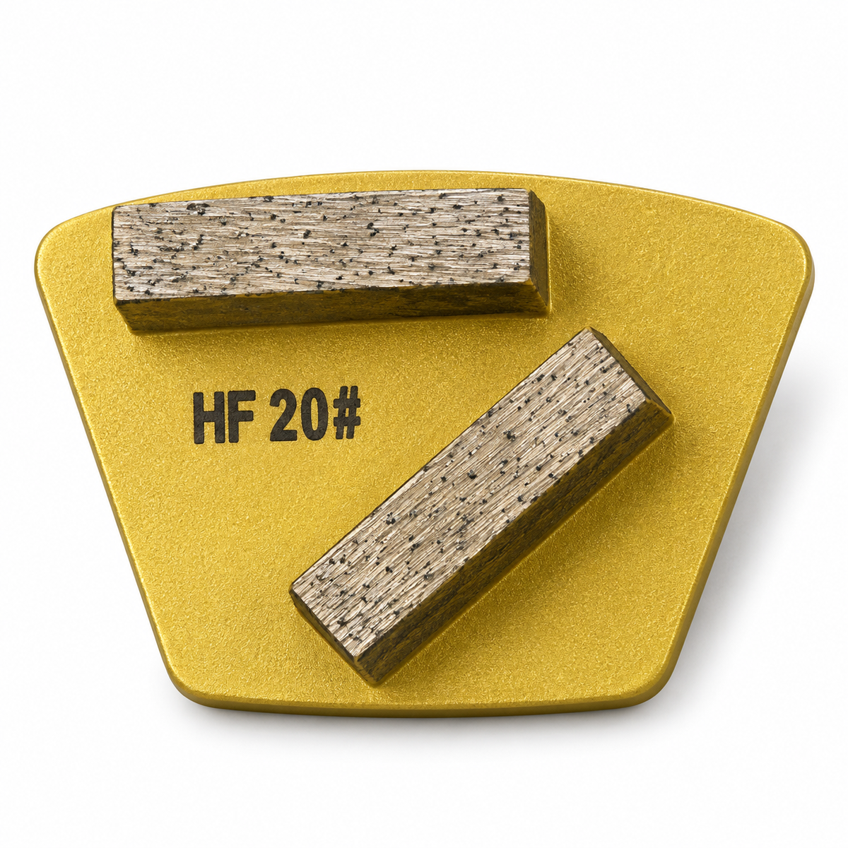 Gold HF20 grinding shoe with two straight diamond segments, 20 grit