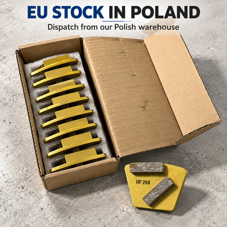 HF20 grinding shoes and stock box in Poland; sold by the piece