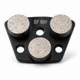 Angled close-up of the three round diamond segments on the SF60 shoe