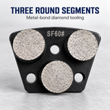 Close-up of the three round diamond segments on the SF60 shoe