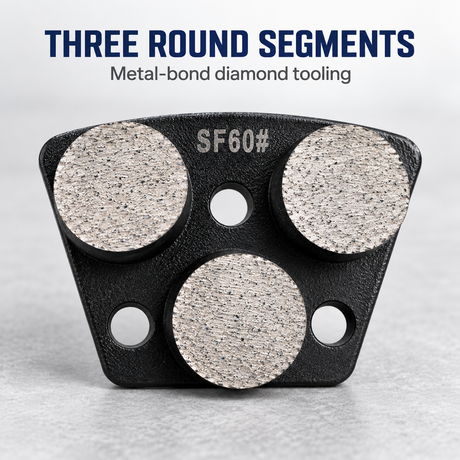 Close-up of the three round diamond segments on the SF60 shoe