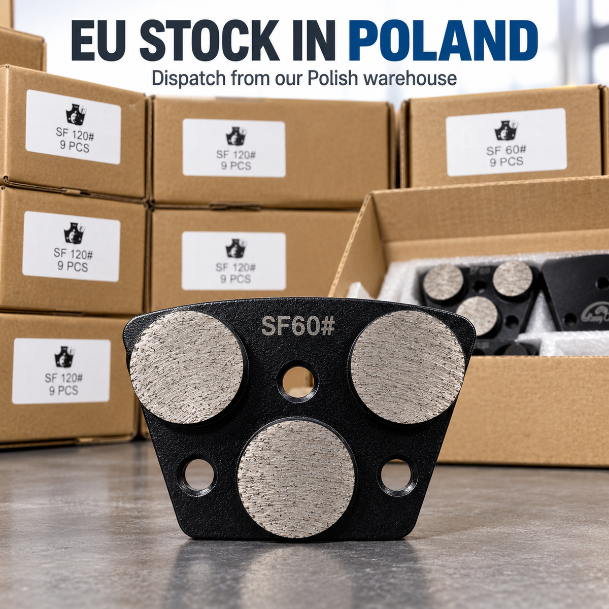 Triple-round grinding shoes and stock boxes in Poland
