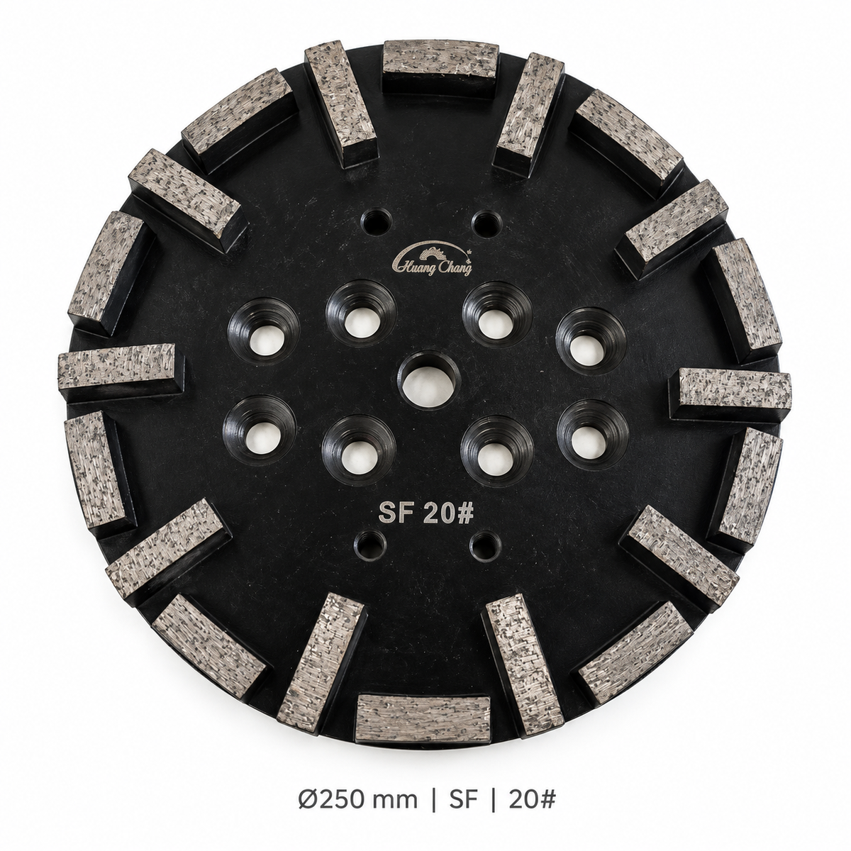 250 mm Diamond Grinding Plate for Concrete Floors – SF/HF, 20/30/60 Grit – black sf 20# single-product white-background view